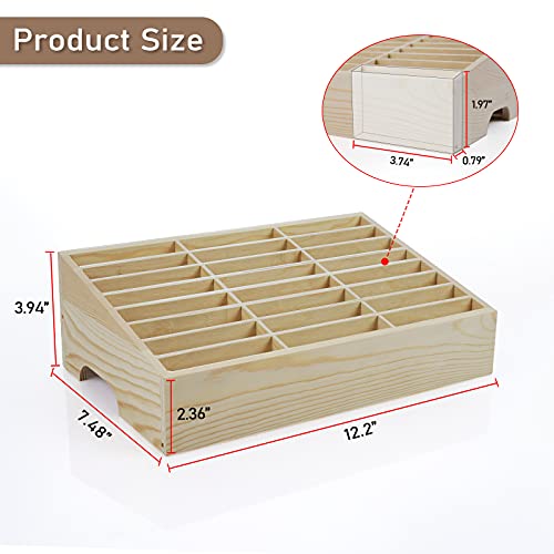 24-Grid Wooden Cell Phone Holder Desktop Organizer Storage Box for Classroom Office (24-Grid) - size: Natural 24-Grid