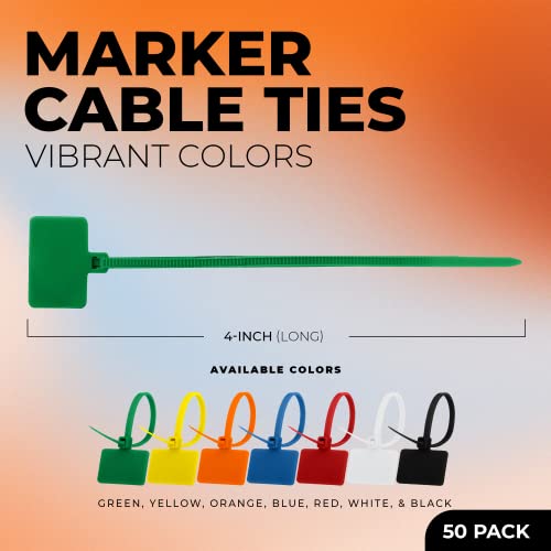 Wire Label Ties Tag for Packing & Cable Labels – 50 Pack Heavy Duty Zip Ties for Cord Management, Packages, Gardening, Home & Office Organization & DIY Projects (Green) - color: Green