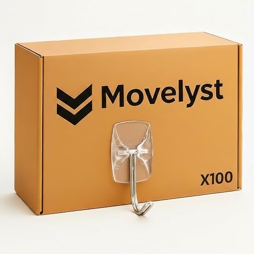 MOVELYST 100 Small Hooks+120 Removable Strips, Clear Wire Hanger Hooks, Damage-Free Utility Hooks, Heavy Duty with Adhesive Strips, No Tools Wall Hook for Hanging, Value Pack - size: Small, style: Clear-100+120