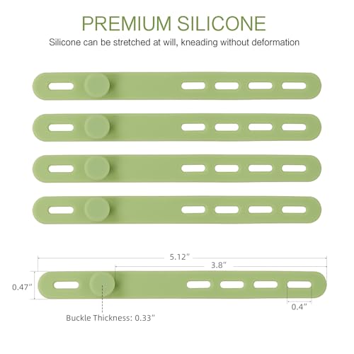 Donruby 24Pcs Silicone Cable Ties - Reusable & Washable with Locking Buckles, Adjustable Fastening Cable Management Straps, Multi-Purpose High Elasticity Cord Organizer (Matcha Green) - color: Matcha Green