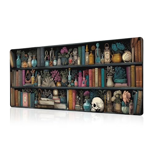 Black Forest Library Mouse Pad Desk Mat XL Extended Large Gaming Desk Pad Mousepad, Mysterious Book Computer Laptop Keyboard and Mouse Mat, Desktop Protector Mat for Office and Home 31.5x11.8 in - color: Black Forest Library