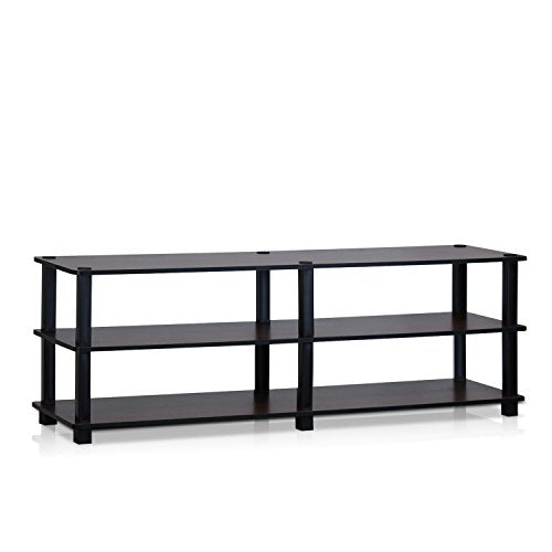 Furinno Turn-S-Tube No Tools 3-Tier Entertainment TV Stands, Dark Cherry and Black - color: Dark Cherry/Black, size: 55-inch No Tools
