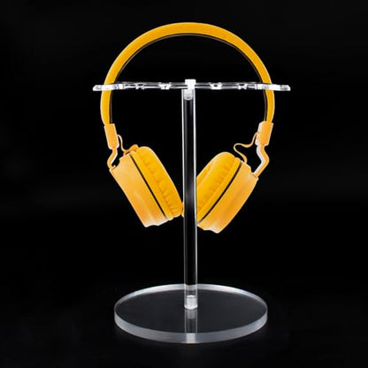 Clear Acrylic Headphone Stand with Patterned Base – Universal Holder for AirPods Max, Gaming & Wireless Headphones – Space-Saving Desk Organizer for Home & Gaming Setup (Pure Transparency) - style: Pure Transparency
