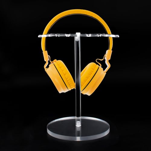 Clear Acrylic Headphone Stand with Patterned Base – Universal Holder for AirPods Max, Gaming & Wireless Headphones – Space-Saving Desk Organizer for Home & Gaming Setup (Pure Transparency) - style: Pure Transparency