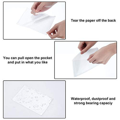 Chinco 30 Pcs Self Adhesive Pockets, Bin Labels for Storage Bins, Clear Pocket Label Sleeves, Plastic Index Card Holder with Top Open for Organizing Bins Box Drawer(6.3 x 4.3 Inches) - size: 6.3 x 4.3 Inches