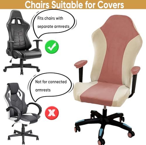 Lavish Cover Velvet Stretchable Gaming Chair Cover, Washable, Anti-Scratch Slipcover with Armrest Protection, Cat Scratch Proof for Office and Computer Chairs(No Chair, Pink) - color: Pink