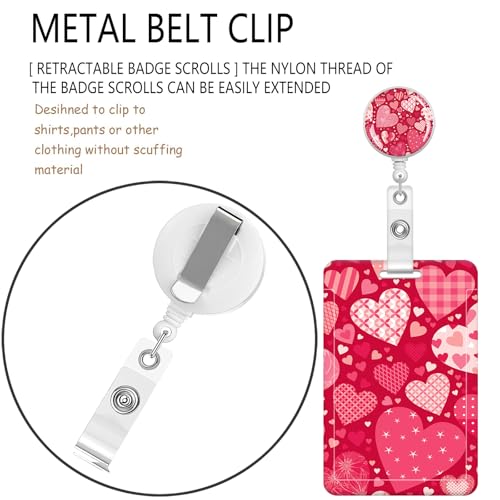 ID Badge Holder with Lanyard Fashionable ID Card Holders with Retractable Lanyards Soft Fiber Metal Clip Sturdy Buckle for Key Wallet Work Nurse Teacher (Different Hearts) - color: Different Hearts