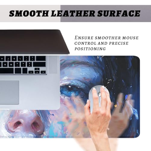 Blue Eyes Gaming Mouse Pad Colorful Abstract Portrait Large Desk Mat Extended Large Laptop Keyboard Non-Slip Rubber Base with Stitched Edges for Home Office Computer Keyboard Laptop 31.5"x11.8" - color: Blue Eyes