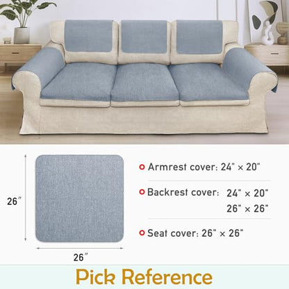 Couch Arm Covers, Waterproof Armrest Cover for Sofa, Loveseat, Armchair, Non-Slip Recliner Arm Cover, Sofa Arm Covers, Headrest Cover, Arm Chair Covers Set of 2 (Gray-Blue, 26"×26") - color: Gray-blue, size: 26" x 26" - 2 pcs