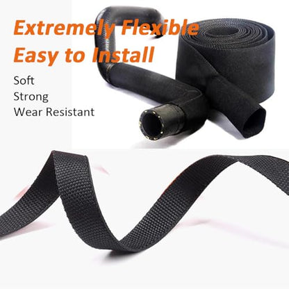 10 FT 2 inch 2:1 Heat Shrinkable Braided Sleeving Heat Shrink Sleeve Abrasion Protection Flexibility Wiring Harness Cable Sheath - size: 50mm-2"