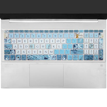 Keyboard Cover for 15.6 HP Laptop 15-fc 15-fd 15t-fd 15z-fc Series, HP Pavilion 15-eg 15t-eg 15-eh 15-er, 17z-ca 17-cn 17-cp 17z-cp Series, Gray Blue Flowers - color: Gray Blue Flowers