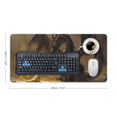 Fantasy Black Dragon Small Cute Golden Dragon Large Mouse Pad Gaming Desk Mat for Keyboard and Mouse Mat Non-Slip Rubber Desk Pad 30x60cm - color: Style1, size: 23.6" x 11.8"