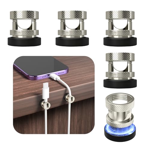Maveek Magnetic Cable Holder Clips 6 Pack, Stainless Steel Magnet Cord Organizer Adjustable Wire Management For USB Charging Wires, Desk Office Car Dash Cam - color: Silver, size: 6Pcs