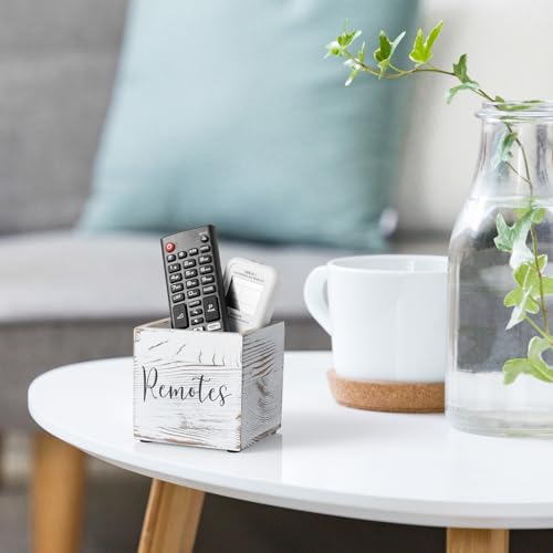 DRASTAR Remote Control Holder, Wood TV Remote Holder, Remote Storage Caddy, Remote Control Organizer (Retro White, 1 Slot) - color: Retro White, size: 1 Slot