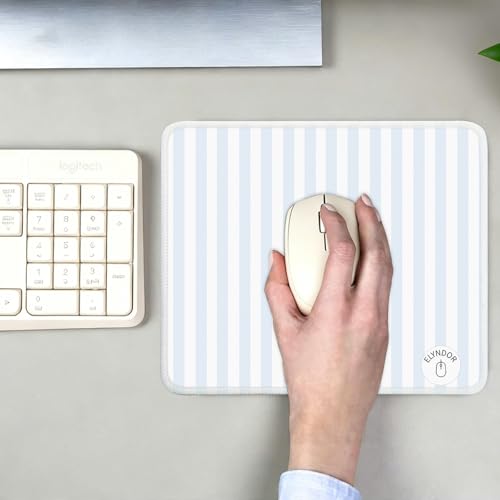 Mouse Pad for Desk with Stitched Edge, Premium Cute Washable Mouse Pads. Computer Mousepad with Non-Slip Rubber Base, Mousepads for Laptop, 9.25x7.75x0.12 inch (Blue Stripes) - color: Blue Stripes