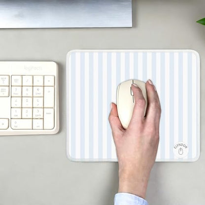 Mouse Pad for Desk with Stitched Edge, Premium Cute Washable Mouse Pads. Computer Mousepad with Non-Slip Rubber Base, Mousepads for Laptop, 9.25x7.75x0.12 inch (Blue Stripes) - color: Blue Stripes