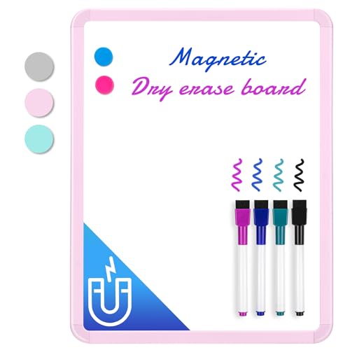VUSIGN Small White Board Dry Erase, 14'' x 11'' Magnetic Dry Erase Board, Mini Whiteboard with Markers for Students, Fridge, Wall, Locker, Pink - color: G-pink 1 Pack