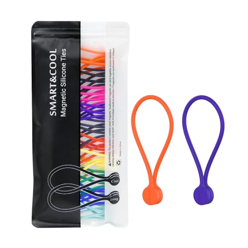 SMART&COOL Reusable Silicone Magnetic Cable Ties for Bundling and Organizing, Holding Stuff, Book Markers, Fridge Magnets, Assorted Color, 7.16'' (30-Pack, Multi) - color: Multi, size: 30-Pack