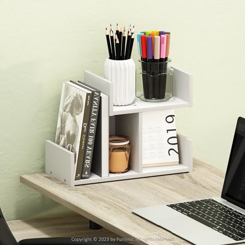 Furinno HERMITE Desk File Folder Organizers, 3-Shelf Desktop Office Organization Racks, Desk Top Display Book Shelf, for Paper, Office Supplies, Magazine, White - color: White, size: 12.4-Inch