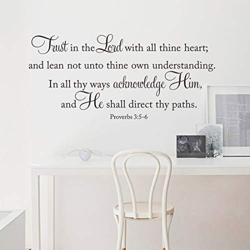 Bible Verse Scripture Inspirational Room Decor Quotes for Living Room – Trust in The Lord with All Thine Heart – Wall Decor for Bedroom Classroom Playroom Nursery - color: Trust in the Lord