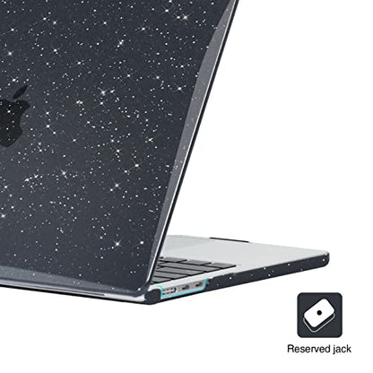 EooCoo Case Compatible with MacBook Air 13 inch M5 2026-2022 Release M4 M3 M2 A3449 A3240 A3113 A2681, Glitter Hard Shell&Keyboard Skin Cover&Screen Protector for Mac Air 13.6 inch, Sparkly Black - color: Glitter Black