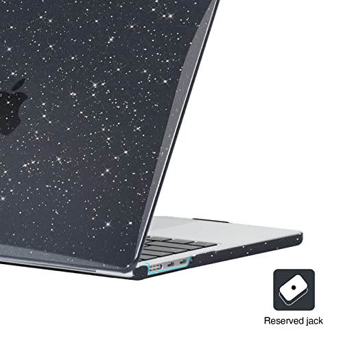 EooCoo Case Compatible with MacBook Air 13 inch M5 2026-2022 Release M4 M3 M2 A3449 A3240 A3113 A2681, Glitter Hard Shell&Keyboard Skin Cover&Screen Protector for Mac Air 13.6 inch, Sparkly Black - color: Glitter Black