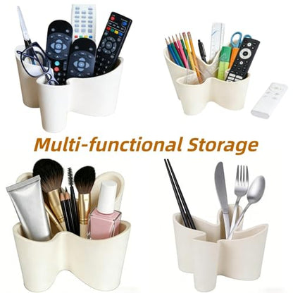 Khakho Flower Shape Remote Control Holder,Desk Organizer Storage Container, Office Supplies Desktop Organizer Rack,Multi-Functional Remote Control Box (White) - color: White