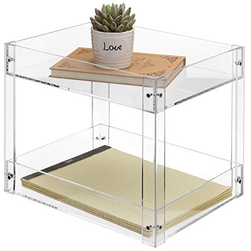 MyGift 2-Tier Premium Clear Acrylic Desk Letter Tray Organizer, A4 Size 2 Tier Document Organizer Desktop File Paper Holder Rack for Home and Office - color: Clear Acrylic