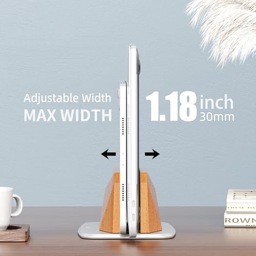AFOOYO Vertical Laptop Stand - Wooden Adjustable Laptop Holder,Desktop Dock Compatible with All MacBook, Surface,Chromebook,Dell & More(Beechwood)