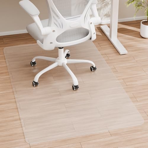 Office Chair Mat, 36" x 48" Vinyl Desk Chair Mat Clear Floor Protector Mat for Hardwood Floor/Rolling Chair Office & Home, Easy Glide and Flat Without Curling - color: Transparent, size: 48" x 36" Rectangular