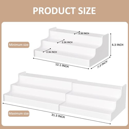 Sezanrpt Expandable Spice Rack Cabinet Organizer 3 Tier, White Kitchen Counter Display Shelf, Seasoning Organizer for Cabinet, Moisture Resistant - size: 3 Tier