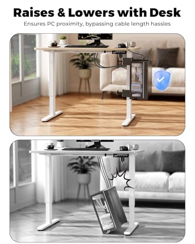 JOY worker Under Desk PC Mount for Standing Desk, Clamp-On Desk Leg Computer Mount, No Drilling, Adjustable Computer Case CPU Holder Holds Up to 44lbs, Black PC Tower Mount - color: Black, style: Basic