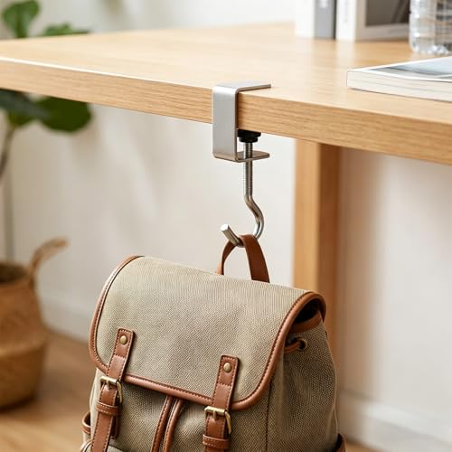 Adjustable Metal Table Hooks for Hanging Purses and Headphones on the Desk at Home and Office, 6-Pack - size: 6 Pack