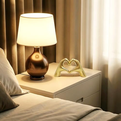 Small Gold Hand Heart Sculpture Home Decor for Living Room Bedroom Office | Resin Heart Gesture Statue Gifts Merch for Women Girls Wedding Birthday Love Finger Statue for Shelf Bookshelf Coffee Table - size: X-Small