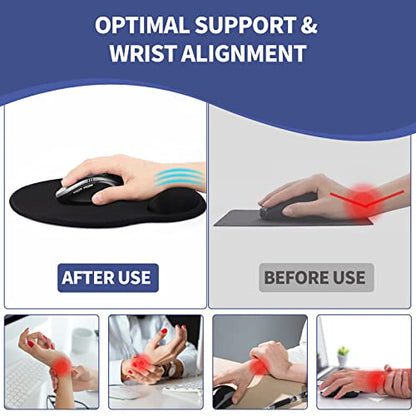 eulps Mouse Pad with Wrist Rest, Comfortable Computer Mousepad with Gel Wrist Support Smooth Surface and Non-Slip PU Base for Pain Relief, Laptop, Office & Home (Moon Night) - color: Moon Night