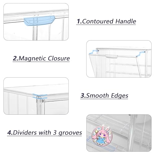 Acrylic Display Case for Collectibles, 4 Layer Adjustable Clear Figure Display Cases with Magnetic Door, Large Stackable Showcase Display Cabinet Box for Figures