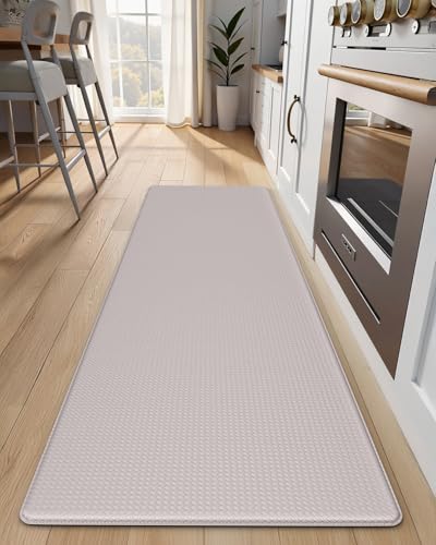 Kitchen Mats for Floor - 17"x59" Anti Fatigue Mats for Kitchen Floor - Non Slip Cushioned Rugs for Standing - Ivory - color: Ivory, size: 1pc: 17" x 59" x 0.4"