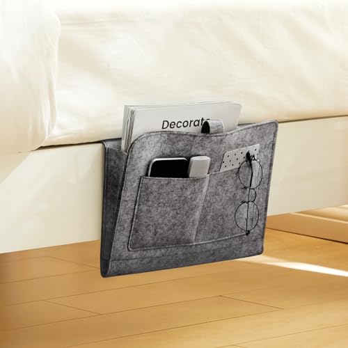 YOUDENOVA Bedside Caddy, Bedside Organizer for Dorm Room, Bunk Bed, Grey - color: Grey