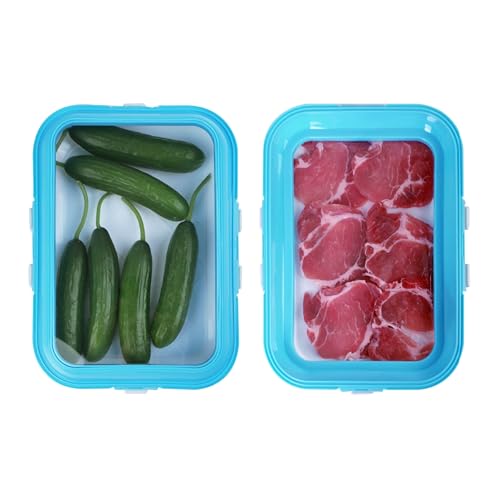 Kmass Kmaxx Plastic Snack Tray with Elastic Reversible Lid, 2-Pack – Airtight Storage Container for Fridge for Bacon, Deli Meat, Cheese, Cold Cuts & Fruit
