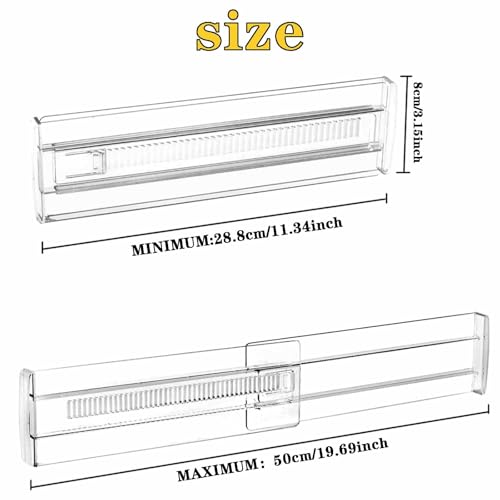 4 Pcs Drawer Dividers for Clothes, 3.15" High 11.34"-19.69" Adjustable Expandable Dresser Drawer Organizer, Clear Plastic Separators for Dresser, Baby Clothing (4, white‌) - color: white‌