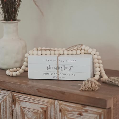 Decorative Books for Home Decor, Wooden Faux Book for Decoration, Farmhouse Stacked Display Books (I CAN DO All Things) - style: I CAN DO ALL THINGS