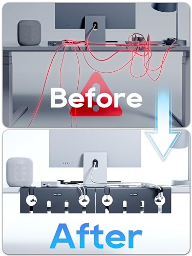 NODOCA No Drill Under Desk Cable Management Tray, 17'' Wire Management, Punch-Free Clamp on, Metal Cable Tray, Wire Organizer Under Desk, Under Desk Basket for Office and Home, Black - color: Black, size: 【Clip-on】17''×1pc