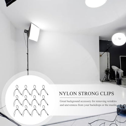 OSALADI 12 Pack Background Clips Multi-Function Nylon Fabric Clamps for Backdrops Adjustable a-Shape Holder for Crossbars and Light Stands for Photography Studio Video Production Digital Photo Shoot