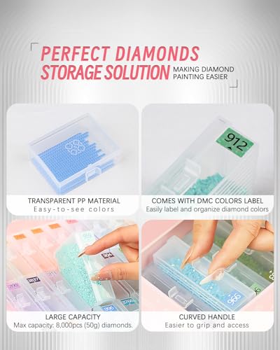 forever young 45pcs Diamond Painting Storage Containers Trays, Diamond Art Accessories Diamond Painting Trays with Lids, 2-in-1 Storage, Bead Storage & Line-Up, Box Package - size: 45pcs Storage set