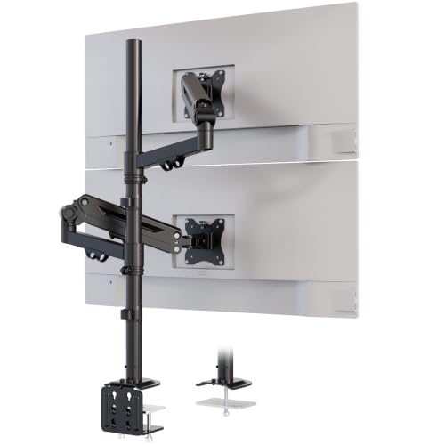 Stacked Monitor Mount - Extra Tall Vertical Monitors Stand for 17-40 Inch Screen, Fully Adjustable and Hold 26.4 lbs per Arm, VESA 75/100 mm
