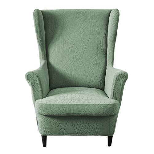 KRFOONN Stretch Wing Chair Slipcovers Jacquard 2 Piece Wingback Chair Covers Soft Spandex Wingback Armchair Slipcover Furniture Protector Chair Covers for Living Room Wingback Chair, T18 - color: Color T18