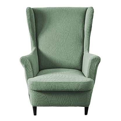 KRFOONN Stretch Wing Chair Slipcovers Jacquard 2 Piece Wingback Chair Covers Soft Spandex Wingback Armchair Slipcover Furniture Protector Chair Covers for Living Room Wingback Chair, T18 - color: Color T18