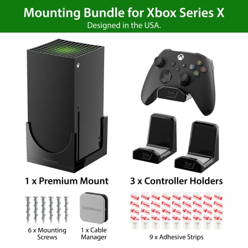TotalMount – Wall Mount for Xbox Series X – Prevents Your Xbox from Falling by Securing Each Side (Large Bundle: Wall Mount and 3 Controller Holders) - size: Large Bundle: Wall Mount and 3 Controller Holders