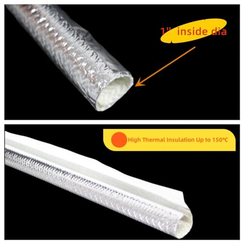 25mm - 1" Self Closed Aluminized Heat Shield Sleeve Protection Side Entry High Temp for Hoses, Wire Harnesses, Cables, Automotive, Exhaust 39" (1 Meter) - size: 25mm - 1" Dia - 39" Long
