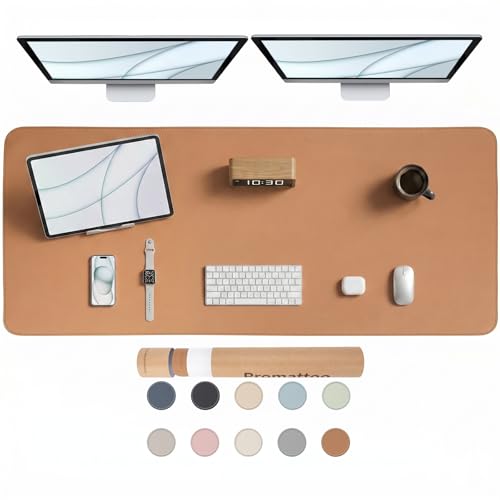 Large Desk Pad Non-Slip Desk Mat Protector for Keyboard Mouse Waterproof Vegan Leather Surface Faux Leather Laptop Mat Smooth Mouse Pad Premium Gift Tube Caramel Brown 55" x 23" - color: Caramel Brown, size: 55" x 23"